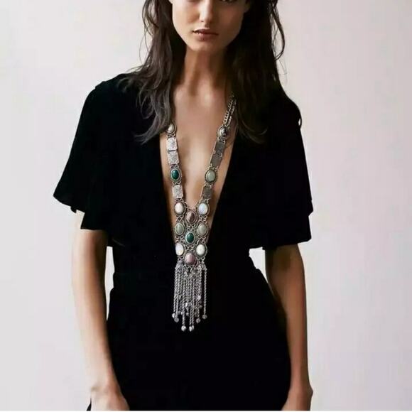 Silver Boho Statement Necklace - Picture 1 of 3